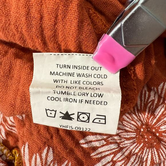 Mud Pie Fall Floral Romper Ruffle Long Sleeve Boho Rust Orange Baby Girl 9-12m - Picture 7 of 8